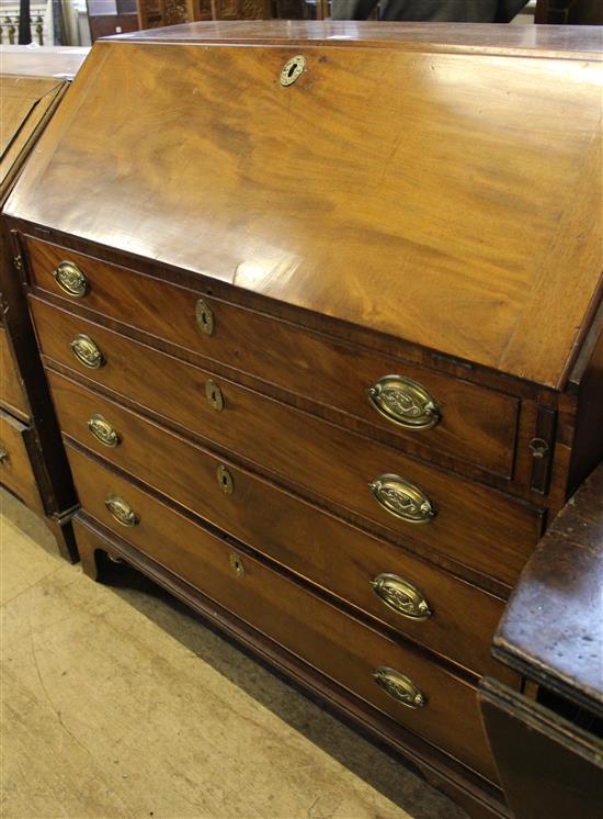 George III mahogany bureau(-)